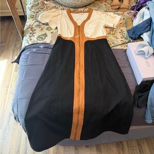 Anthropologie Black and Tan Maxi Dress